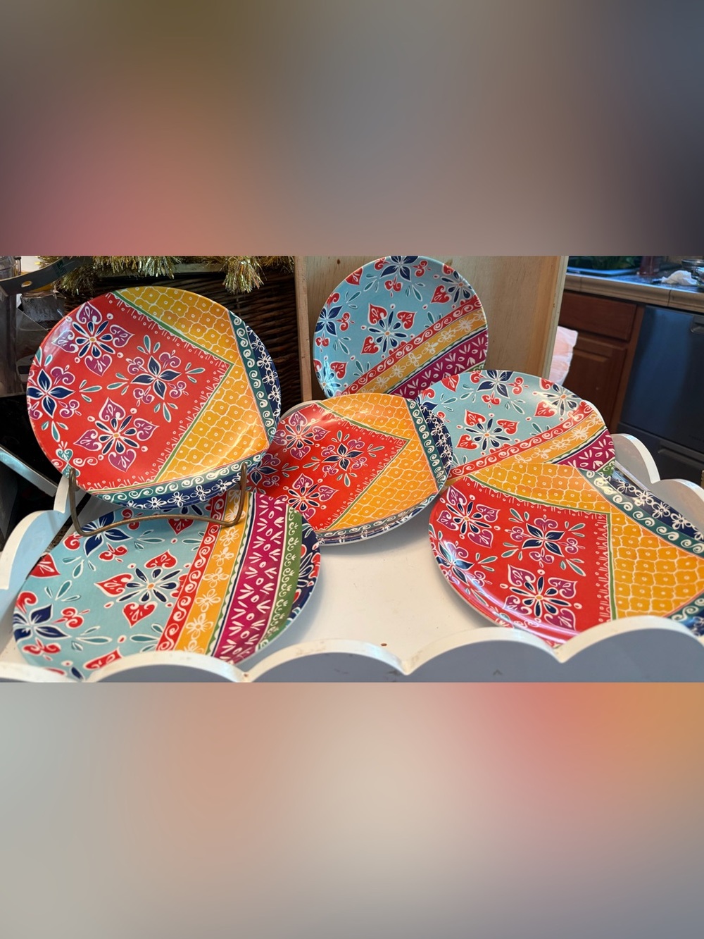 6 Southern Living Melamine Salad Plates 8” Two Designs  Everyday Break Resistant